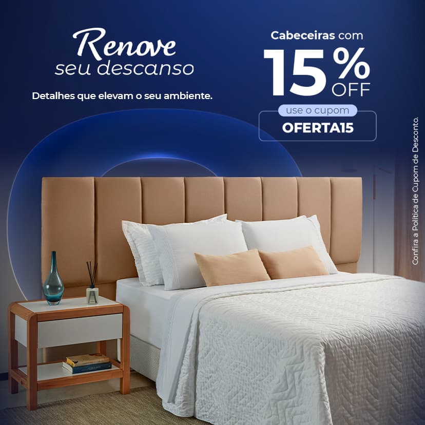 Renove seu descanso: cabeceiras com 15% de desconto usando o cupom OFERTA15